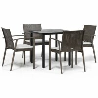 vidaXL 5-tlg. Garten-Essgruppe mit Kissen Poly Rattan und...