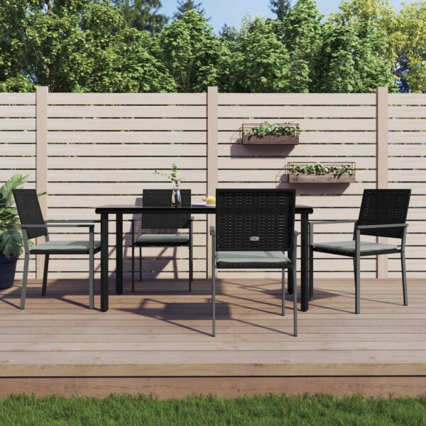 vidaXL 5-tlg. Garten-Essgruppe mit Kissen Poly Rattan und Stahl