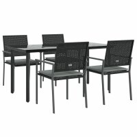 vidaXL 5-tlg. Garten-Essgruppe mit Kissen Poly Rattan und Stahl
