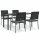 vidaXL 5-tlg. Garten-Essgruppe mit Kissen Poly Rattan und Stahl