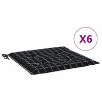 vidaXL Gartenstuhl-Kissen 6 Stk. Schwarz Karomuster 50x50x3 cm Stoff