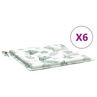 vidaXL Gartenstuhl-Kissen 6 Stk. Blattmuster 50x50x3 cm...