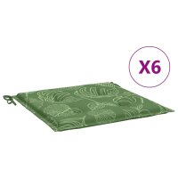 vidaXL Gartenstuhl-Kissen 6 Stk. Blattmuster 50x50x3 cm Stoff