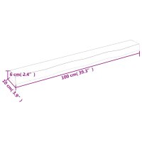 vidaXL Wandregal 100x10x6 cm Massivholz Eiche Unbehandelt