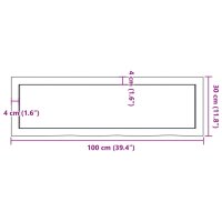 vidaXL Wandregal 100x30x4 cm Massivholz Eiche Unbehandelt