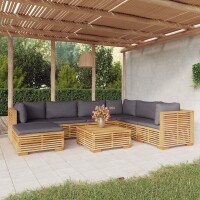 vidaXL 8-tlg. Garten-Lounge-Set mit Kissen Massivholz Teak