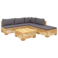 vidaXL 6-tlg. Garten-Lounge-Set mit Kissen Massivholz Teak