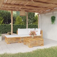 vidaXL 4-tlg. Garten-Lounge-Set mit Kissen Massivholz Teak