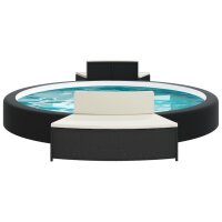 vidaXL Whirlpool-Bänke mit Auflagen 2 Stk. Schwarz Poly-Rattan