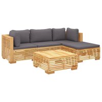 vidaXL 5-tlg. Garten-Lounge-Set mit Kissen Massivholz Teak