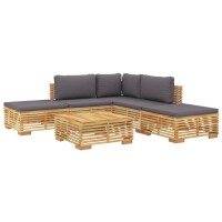 vidaXL 6-tlg. Garten-Lounge-Set mit Kissen Massivholz Teak