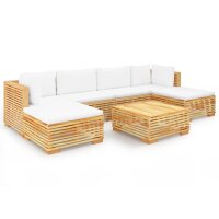 vidaXL 7-tlg. Garten-Lounge-Set mit Kissen Massivholz Teak