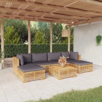 vidaXL 7-tlg. Garten-Lounge-Set mit Kissen Massivholz Teak