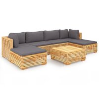 vidaXL 7-tlg. Garten-Lounge-Set mit Kissen Massivholz Teak