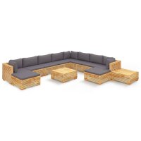 vidaXL 12-tlg. Garten-Lounge-Set mit Kissen Massivholz Teak