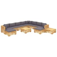 vidaXL 12-tlg. Garten-Lounge-Set mit Kissen Massivholz Teak