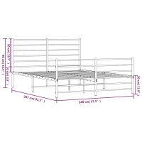 vidaXL Bettgestell mit Kopf- und Fu&szlig;teil Metall Wei&szlig; 140x200 cm