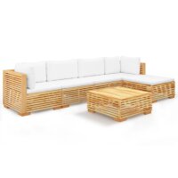 vidaXL 6-tlg. Garten-Lounge-Set mit Kissen Massivholz Teak