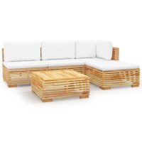 vidaXL 5-tlg. Garten-Lounge-Set mit Kissen Massivholz Teak