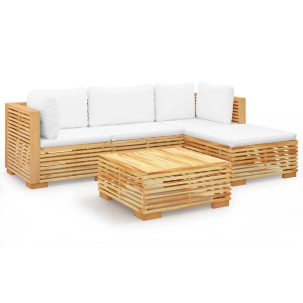 vidaXL 5-tlg. Garten-Lounge-Set mit Kissen Massivholz Teak