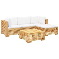 vidaXL 5-tlg. Garten-Lounge-Set mit Kissen Massivholz Teak