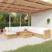 vidaXL 9-tlg. Garten-Lounge-Set mit Kissen Massivholz Teak