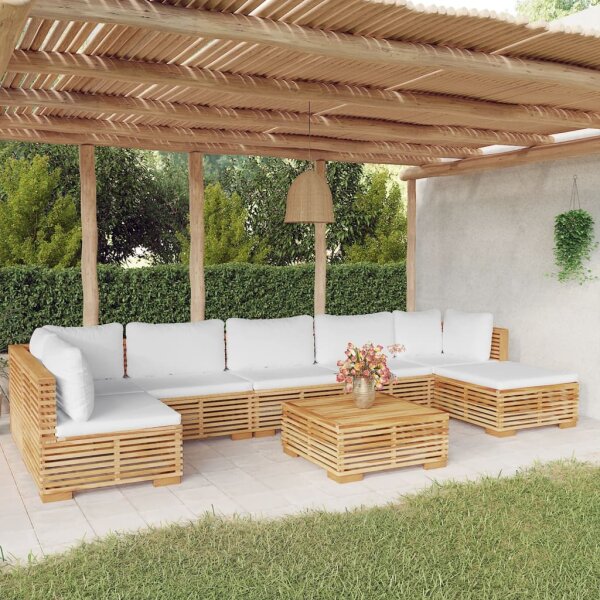 vidaXL 8-tlg. Garten-Lounge-Set mit Kissen Massivholz Teak