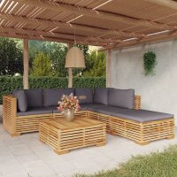 vidaXL 6-tlg. Garten-Lounge-Set mit Kissen Massivholz Teak