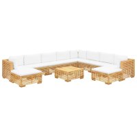 vidaXL 11-tlg. Garten-Lounge-Set mit Kissen Massivholz Teak