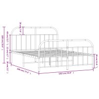 vidaXL Bettgestell mit Kopf- und Fu&szlig;teil Metall Wei&szlig; 135x190 cm