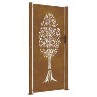 vidaXL Gartentor 105x205 cm Cortenstahl Baum-Design