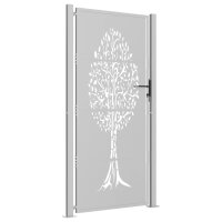 vidaXL Gartentor 105x205 cm Cortenstahl Baum-Design