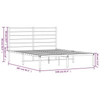 vidaXL Bettgestell mit Kopfteil Metall Wei&szlig; 150x200 cm