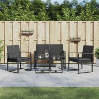 vidaXL 5-tlg. Garten-Essgruppe mit Kissen Schwarz PP-Rattan