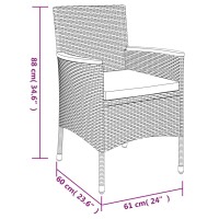 vidaXL 7-tlg. Garten-Essgruppe mit Kissen Grau Poly Rattan