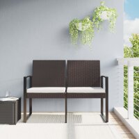 vidaXL Gartenbank 2-Sitzer mit Kissen Braun PP-Rattan