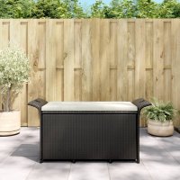 vidaXL Gartenbank mit Kissen Schwarz 116x46x57 cm Poly...