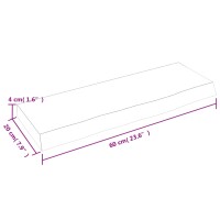 vidaXL Wandregal Dunkelgrau 60x20x4 cm Massivholz Eiche Behandelt