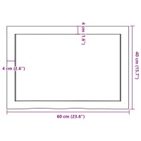 vidaXL Wandregal Dunkelgrau 60x40x6 cm Massivholz Eiche Behandelt