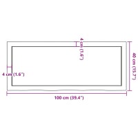 vidaXL Wandregal Dunkelgrau 100x40x6 cm Massivholz Eiche Behandelt