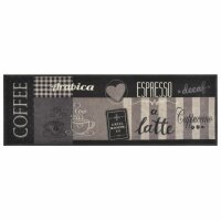 vidaXL K&uuml;chenteppich Waschbar Coffee Schwarz 60x180 cm Samt