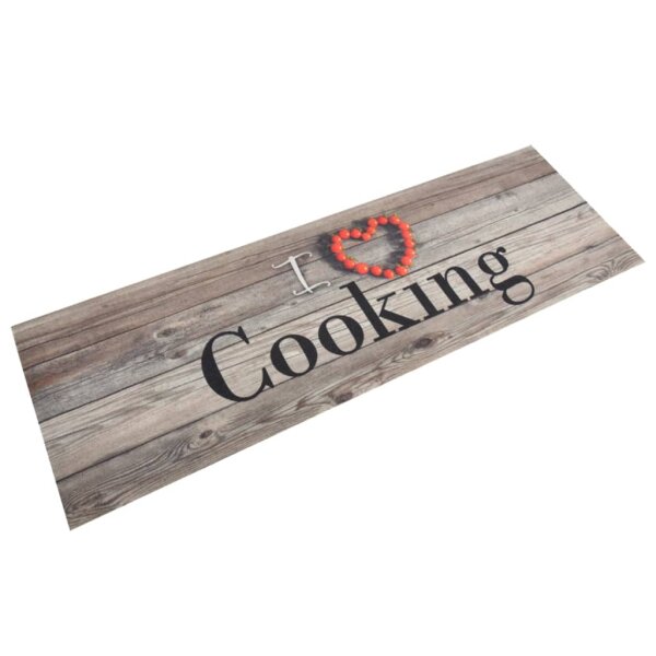 vidaXL K&uuml;chenteppich Waschbar Cooking Grau 60x180 cm Samt