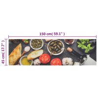 vidaXL K&uuml;chenteppich Waschbar Wein &amp; Essen 45x150 cm Samt