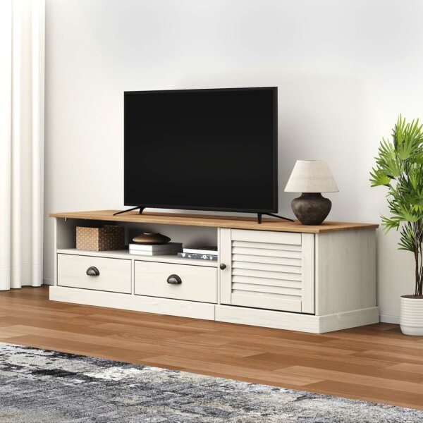 vidaXL TV-Schrank VIGO Wei&szlig; 156x40x40 cm Massivholz Kiefer