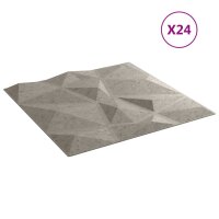 vidaXL Wandpaneele 24 Stk. Betongrau 50x50 cm EPS 6...