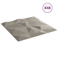 vidaXL Wandpaneele 48 Stk. Betongrau 50x50 cm EPS 12...