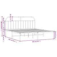 vidaXL Bettgestell mit Kopfteil Metall Schwarz 160x200 cm