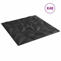 vidaXL Wandpaneele 48 Stk. Schwarz 50x50 cm EPS 12 m&sup2; Amethyst