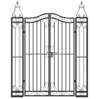 vidaXL Gartentor Schwarz 121x8x150 cm Schmiedeeisen