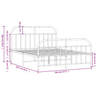 vidaXL Bettgestell mit Kopf- und Fu&szlig;teil Metall Wei&szlig; 140x200 cm